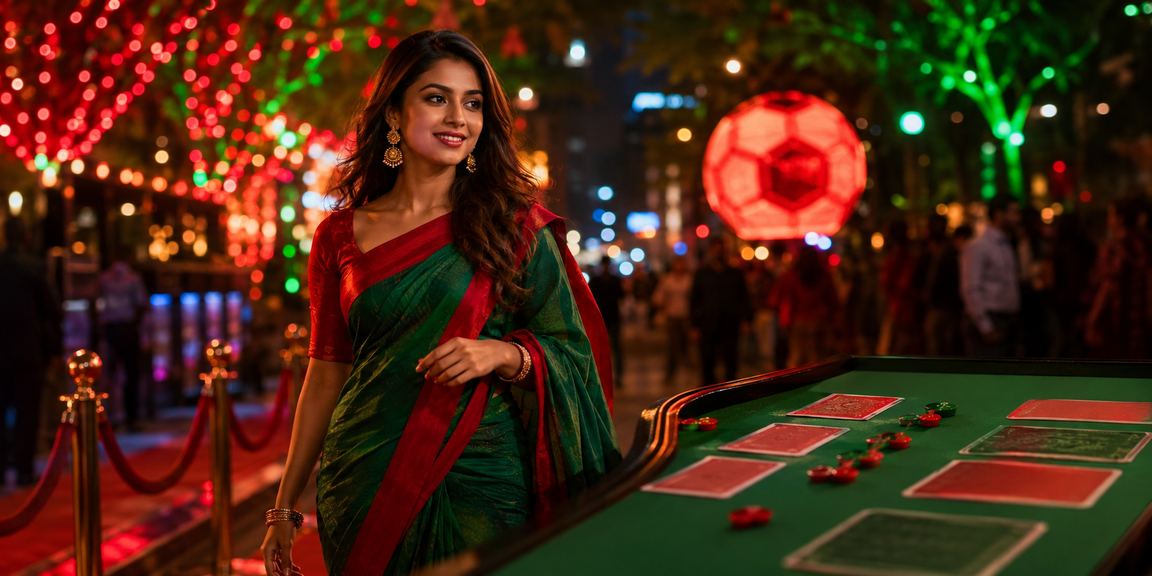 ঢাকায় আন্দার বাহার কার্ড গেমের লাল-সবুজ টেবিল সেটআপ